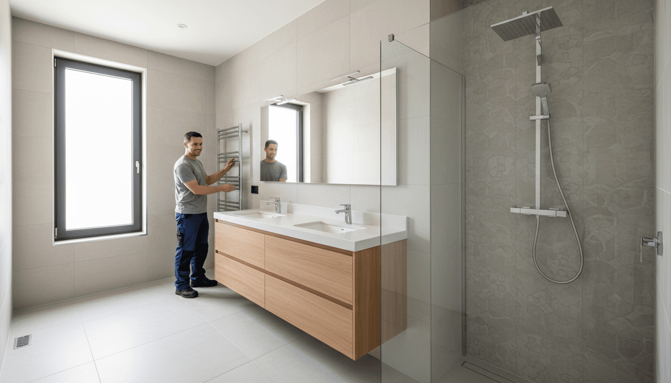 Completed bathroom renovation by Jarah Construction