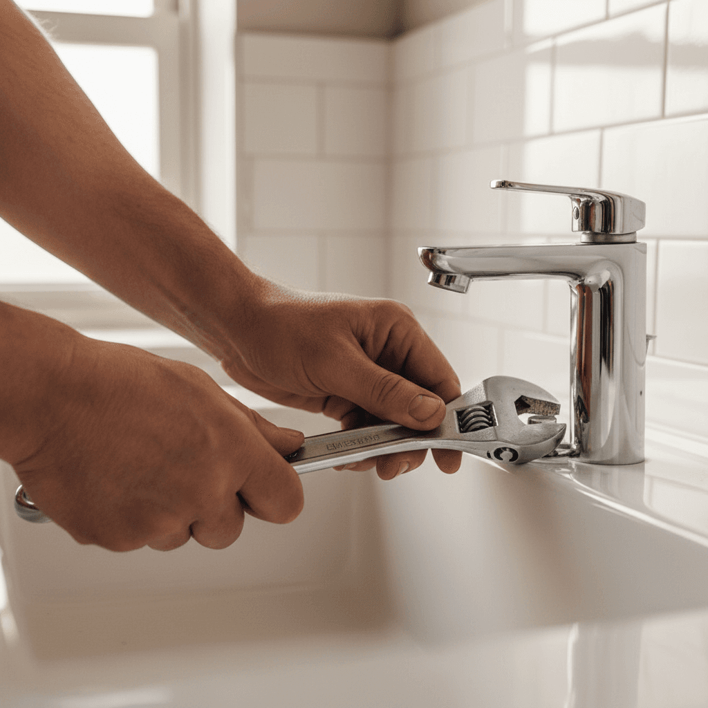 Handyman performing plumbing repair