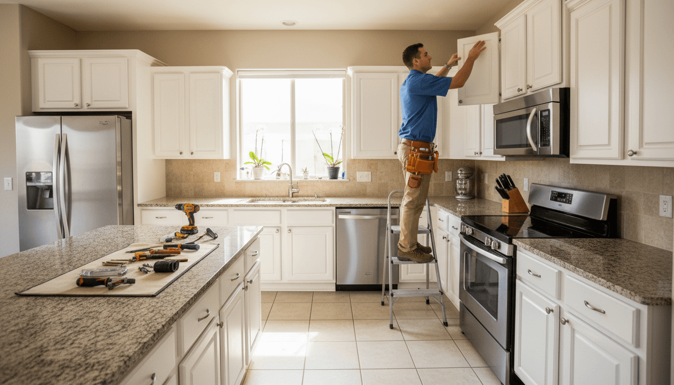 Skilled handyman performing renovation work in residential home